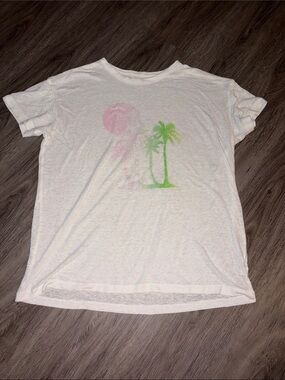 aerie Oversized Sheer Lightweight Palm Graphic Tee